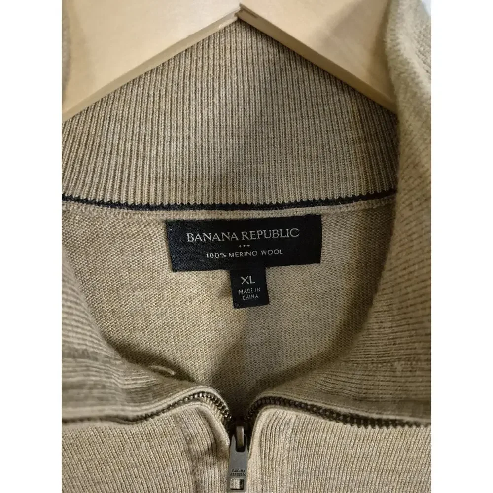 Banana Republic Men’s Merino Wool Quarter Zip Sweater Long Sleeve Size XL